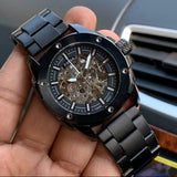 Fossil Modern Machine Automatic Silver Dial Black Steel Strap Watch for Men - ME3080 Buy Now By Fossil