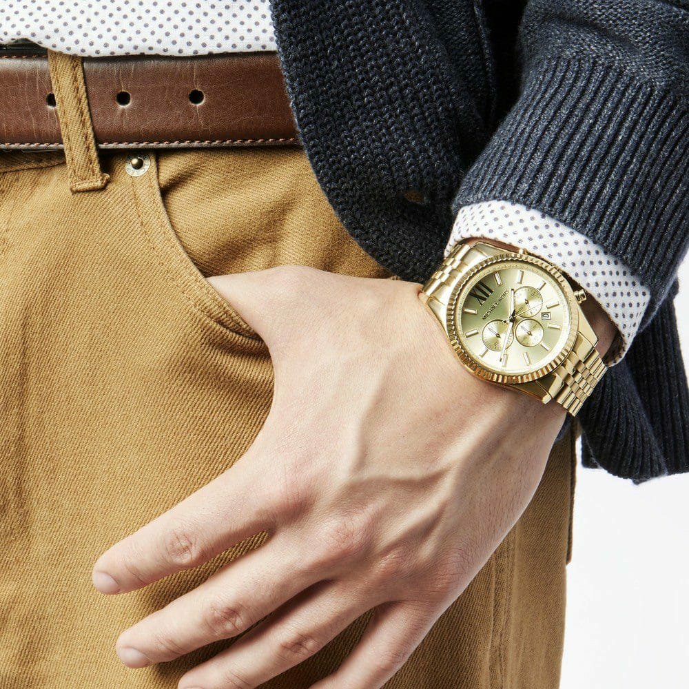 Michael Kors Lexington Gold Dial Gold Steel Strap Watch for Men - MK8281 Buy Now By Michael Kors