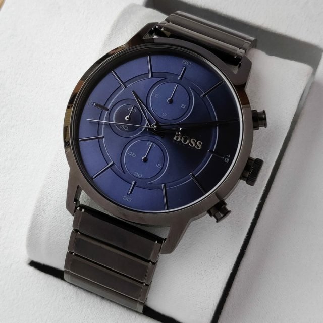 Hugo Boss Architectural Blue Dial Grey Steel Strap Watch for Men - 1513574 Buy Now By Hugo Boss