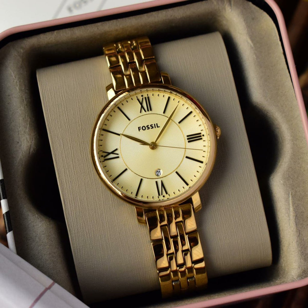 Fossil Jacqueline White Dial Gold Steel Strap Watch for Women - ES3434 Buy Now By Fossil