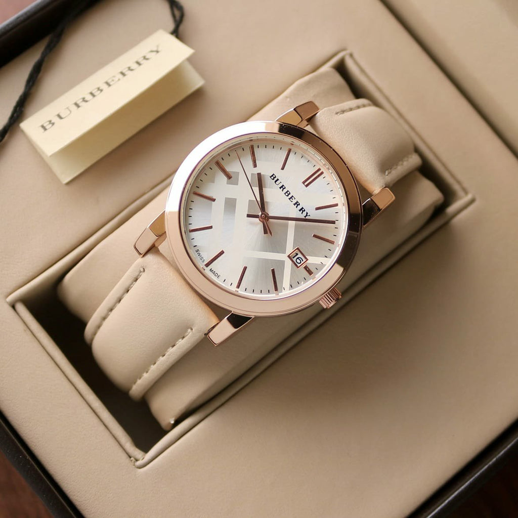 Burberry The City White Dial White Leather Strap Watch for Women - BU9108 Buy Now By Burberry