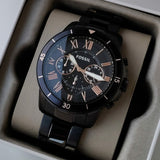 Fossil Grant Sport Chronograph Black Dial Black Steel Strap Watch for Men - FS5374 Buy Now By Fossil