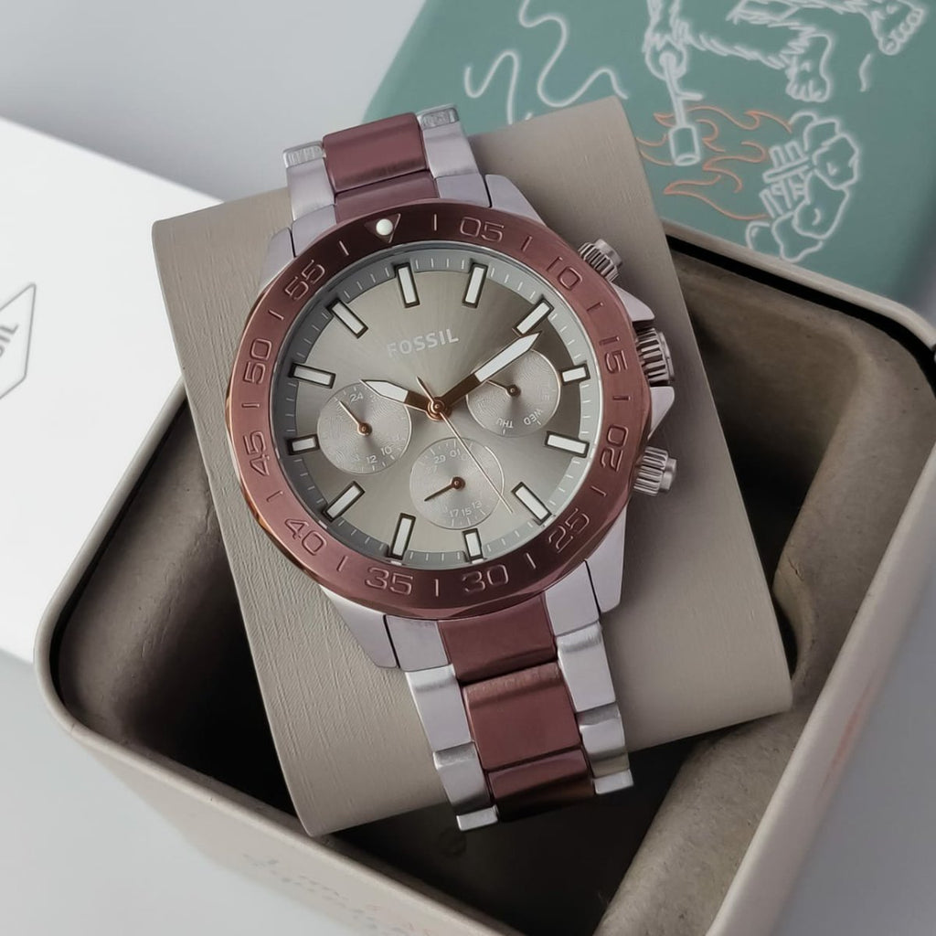 Fossil Bannon Multifunction Brown Dial Two Tone Steel Strap Watch for Men - BQ2502 Buy Now By Fossil