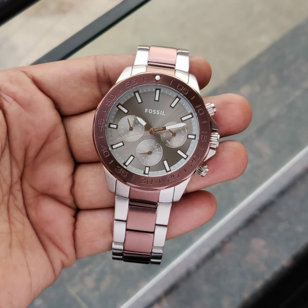 Fossil Bannon Multifunction Brown Dial Two Tone Steel Strap Watch for Men - BQ2502 Buy Now By Fossil