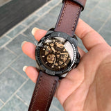 Fossil Bronson Automatic Skeleton Black Dial Brown Leather Strap Watch for Men - ME3219 Buy Now By Fossil