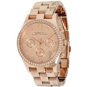 Marc Jacobs Henry Chronograph Rose Gold Dial Rose Gold Steel Strap Watch for Women - MBM3118 Buy Now By Marc Jacobs