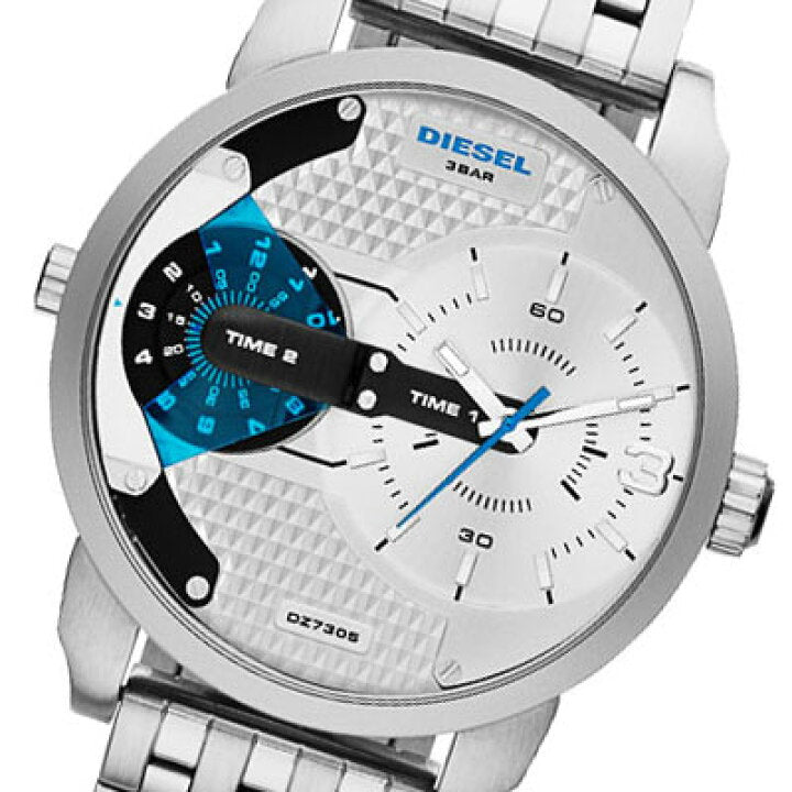 Diesel Mini Daddy Dual Time Silver Dial Stainless Steel Watch For Men - DZ7305 Buy Now By Diesel