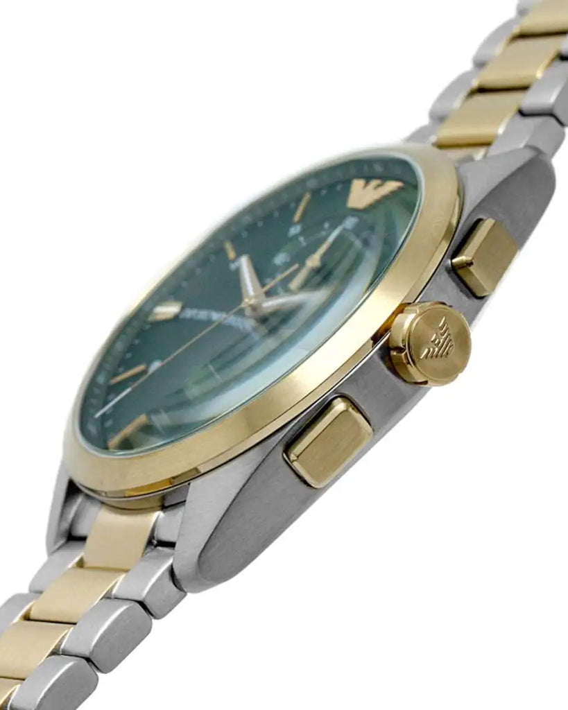 Emporio Armani Claudio Chronograph Green Dial Two Tone Steel Strap Watch For Women - AR11511 Buy Now By Emporio Armani