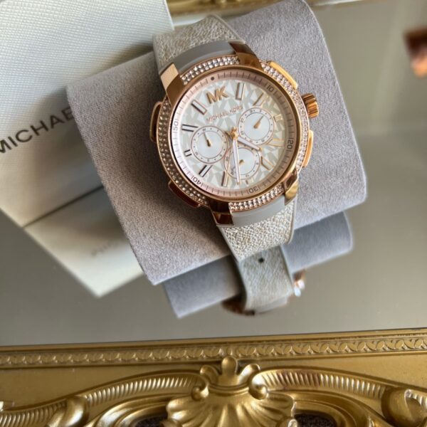Michael Kors Sidney Chronograph White Dial Beige Leather Strap Watch For Women - MK6949 Buy Now By Michael Kors