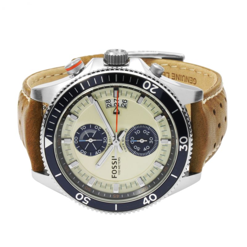 Fossil Wakefield Chronograph Cream Dial Brown Leather Strap Watch for Men - CH2951 Buy Now By Fossil