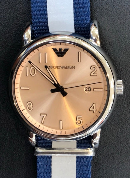 Emporio Armani Luigi Analog Beige Dial Two Tone NATO Strap Watch For Men - AR11212 Buy Now By Emporio Armani