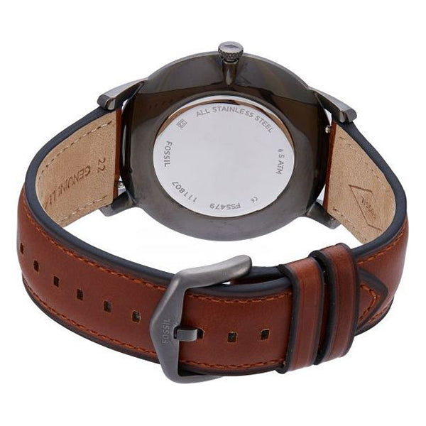 Fossil The Minimalist 3H Grey Dial Brown Leather Strap Watch for Men - FS5479 Buy Now By Fossil