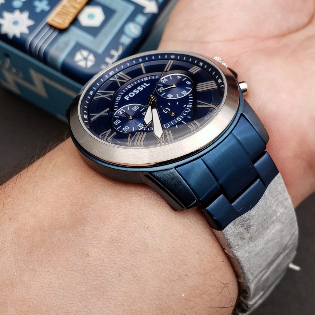 Fossil Grant Chronograph Blue Dial Blue Steel Strap Watch for Men - FS5230 Buy Now By Fossil
