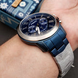 Fossil Grant Chronograph Blue Dial Blue Steel Strap Watch for Men - FS5230 Buy Now By Fossil