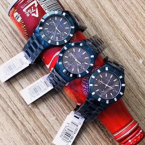 Guess Glisten Analog Blue Dial Blue Steel Strap Watch for Women - W0027L3 Buy Now By Guess