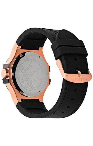 Maserati Potenza Black & Rose Gold Dial Black Rubber Strap Watch For Men - R8851108002 Buy Now By Maserati