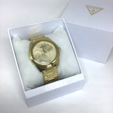Guess Cubed Analog Gold Dial Gold Steel Strap Watch For Women - GW0606L2 Buy Now By Guess