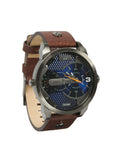 Diesel Mini Daddy Analog Blue Dial Brown Leather Strap Watch For Men - DZ7339 Buy Now By Diesel