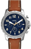 Fossil Nate Chronograph Navy Blue Dial Brown Leather Strap Watch for Men - JR1504 Buy Now By Fossil
