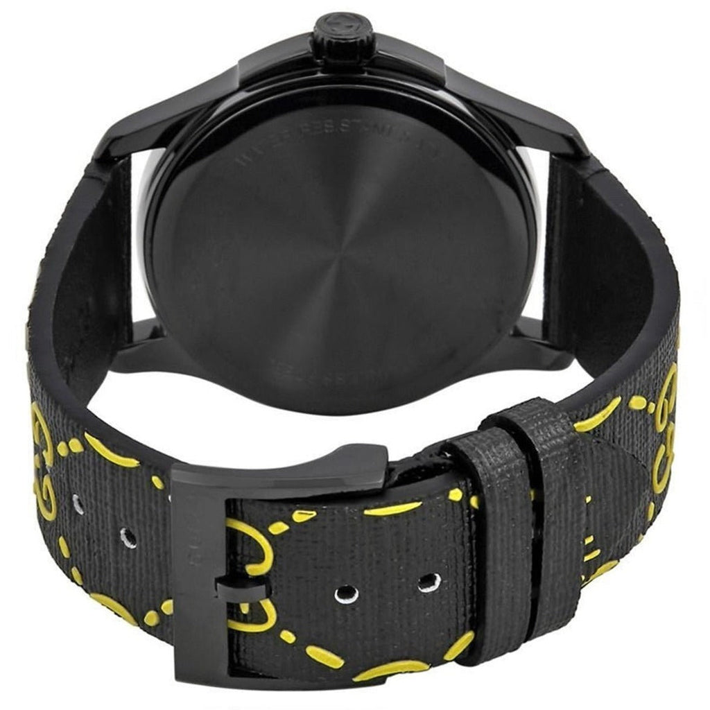 Gucci G Timeless Ghost Black Dial Black Leather Strap Watch For Men - YA1264019 Buy Now By Gucci