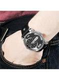 Diesel Mini Daddy Black Silver Dial Black Leather Strap Watch For Men - DZ7307 Buy Now By Diesel