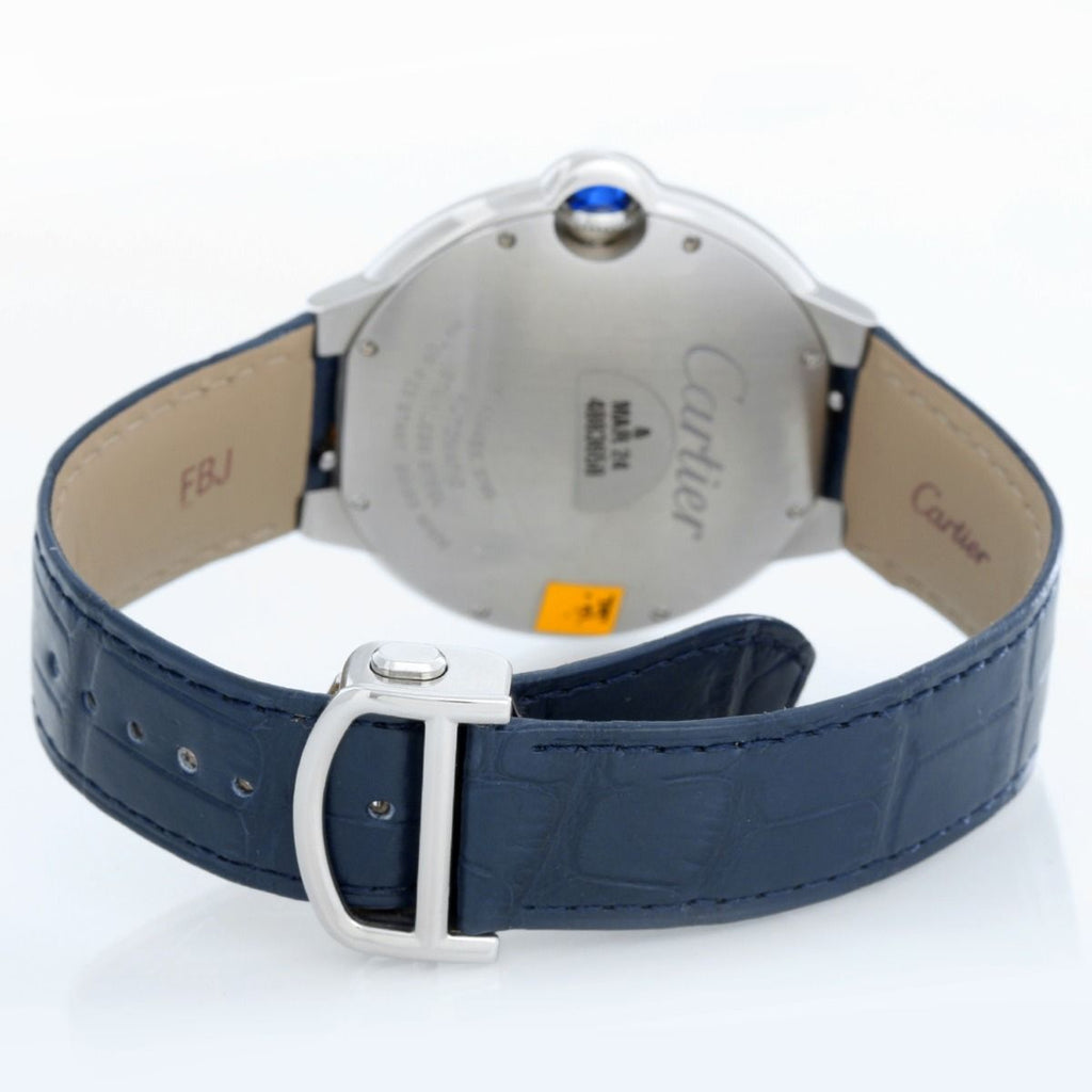 Cartier Ballon Bleu De Cartier Blue Dial Blue Leather Strap Watch for Men - WSBB0027 Buy Now By Cartier