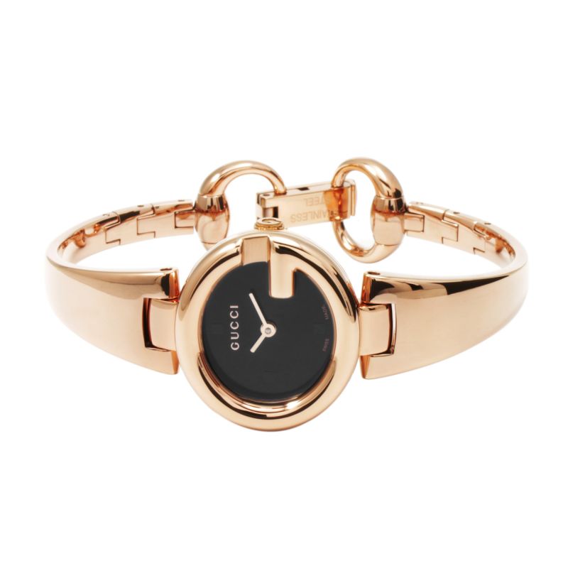 Gucci Guccissima Collection Quartz Black Dial Rose Gold Steel Strap Watch For Women - YA134509 Buy Now By Gucci