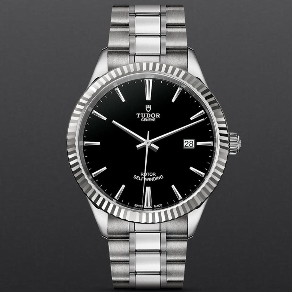 Tudor Style Automatic Black Dial Silver Steel Strap Watch for Men - M12710-0003 Buy Now By Tudor