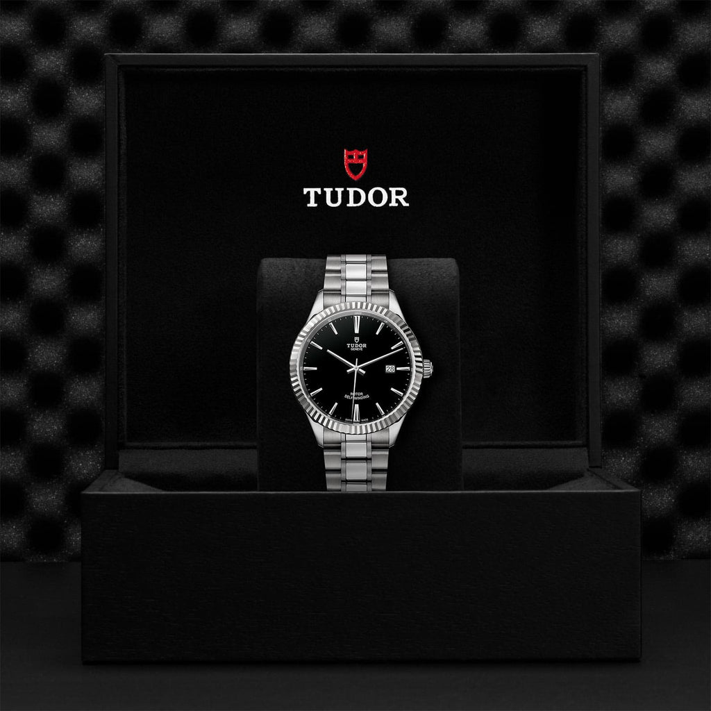 Tudor Style Automatic Black Dial Silver Steel Strap Watch for Men - M12710-0003 Buy Now By Tudor