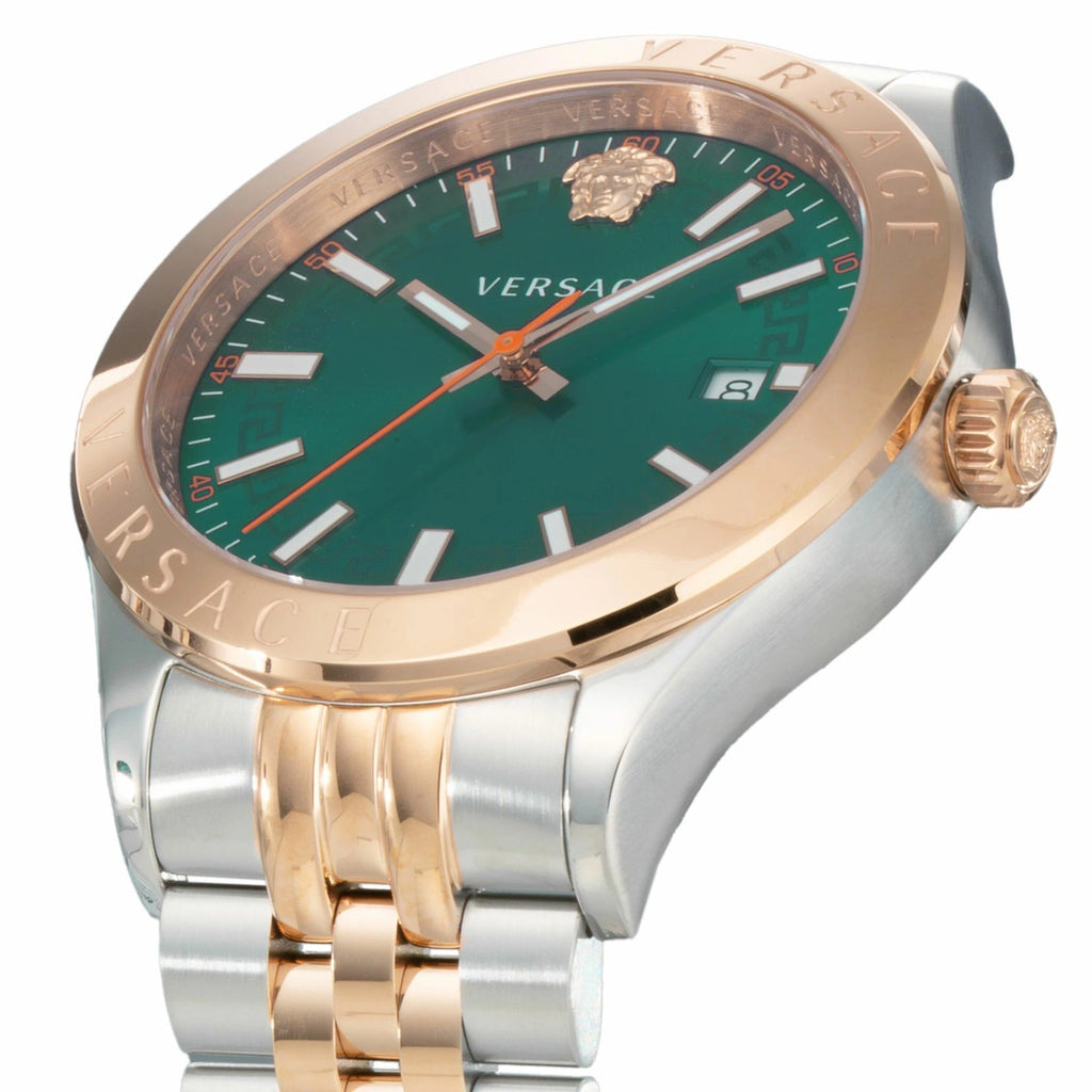 Versace Hellenyium Quartz Green Dial Two Tone Steel Strap Watch for Men - VEVK01324 Buy Now By Versace