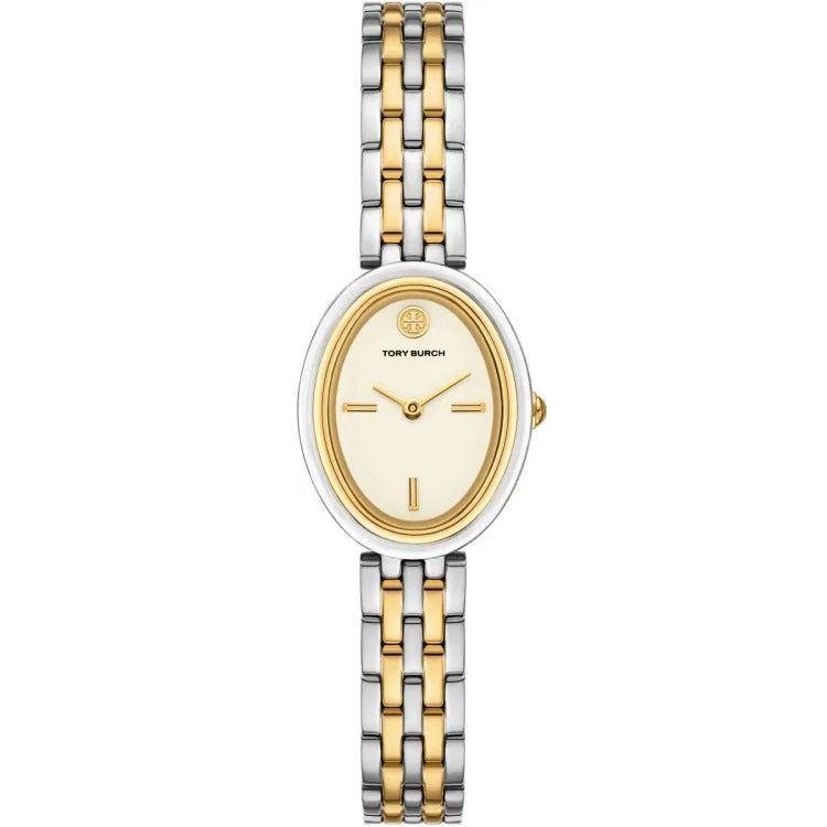 Tory Burch Oval White Dial Two Tone Steel Strap Watch for Women - TBW6033 Buy Now By Tory Burch