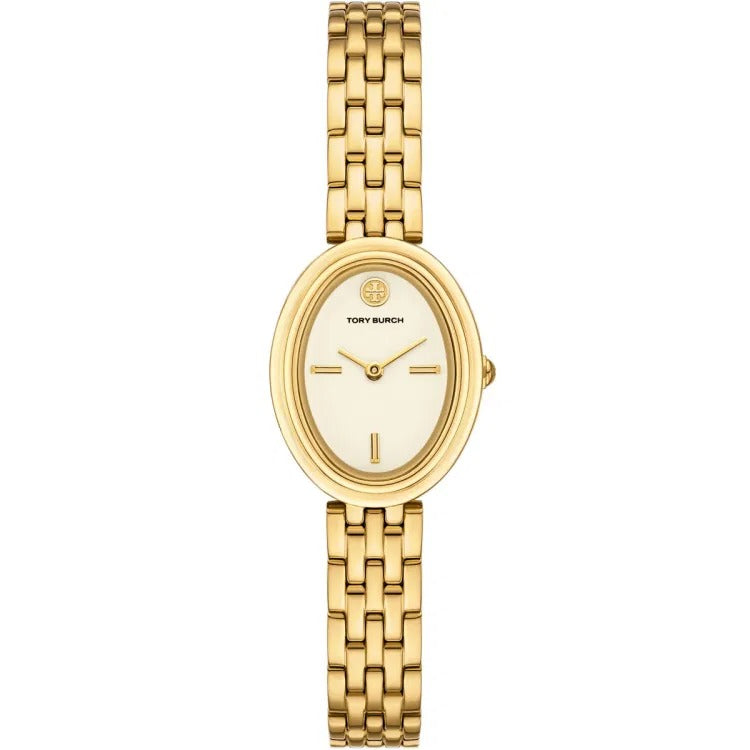 Tory Burch Oval White Dial Gold Steel Strap Watch for Women - TBW6032 Buy Now By Tory Burch