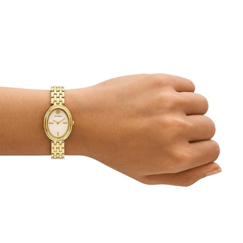 Tory Burch Oval White Dial Gold Steel Strap Watch for Women - TBW6032 Buy Now By Tory Burch