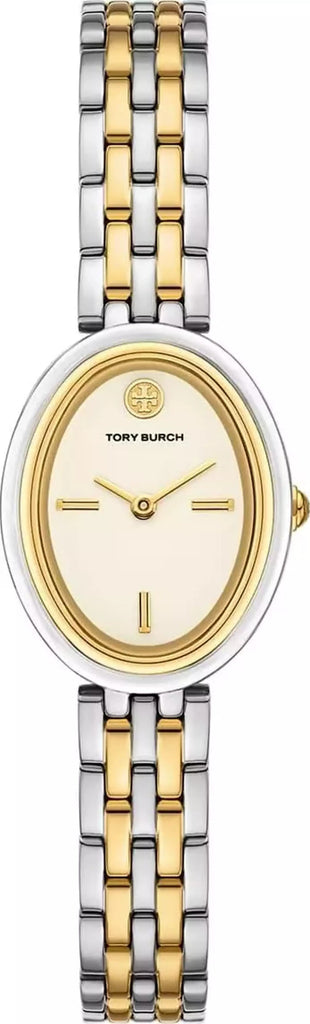 Tory Burch Oval White Dial Two Tone Steel Strap Watch for Women - TBW6033 Buy Now By Tory Burch
