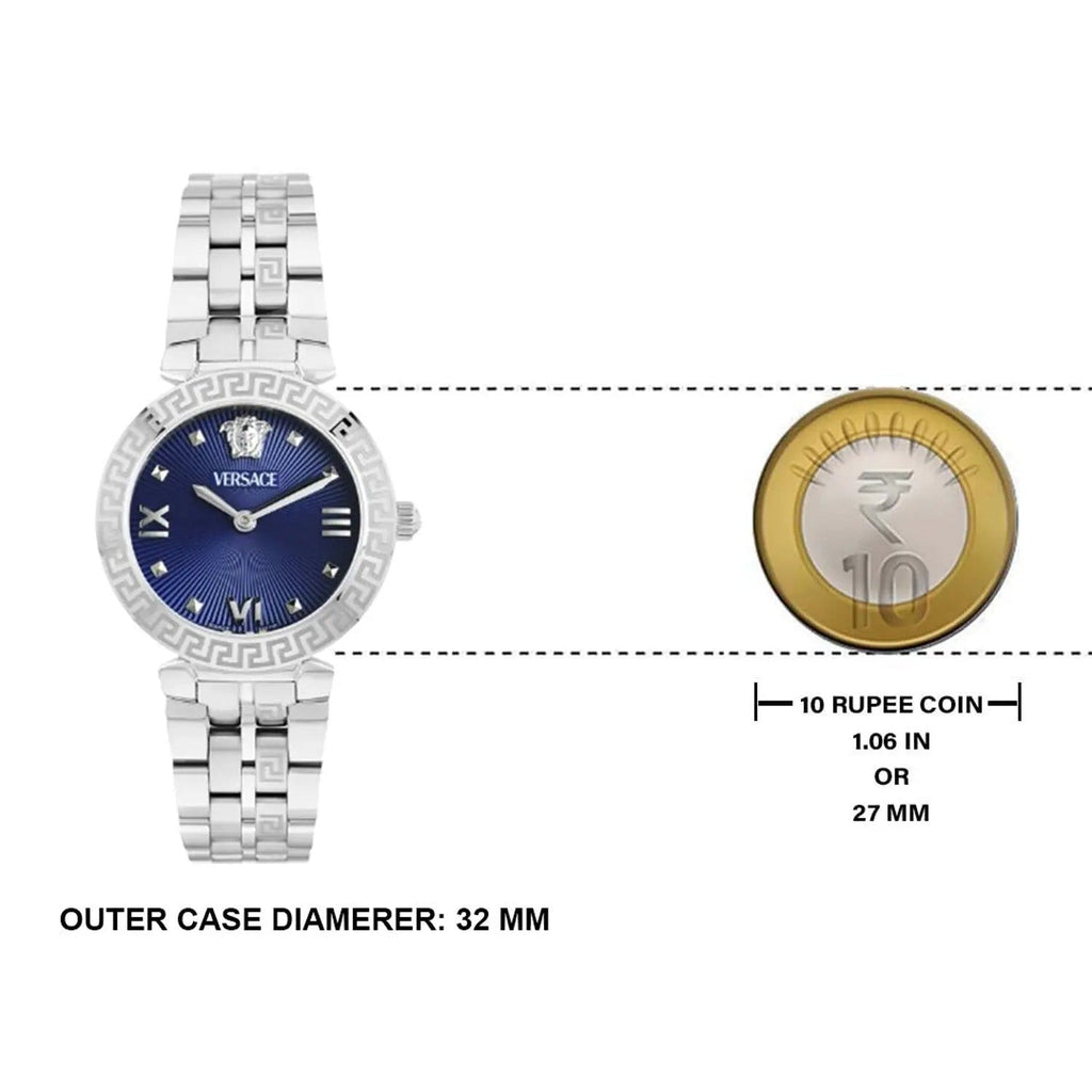 Versace Daphnis Analog Blue Dial Silver Steel Strap Watch for Women - VEOCA0124 Buy Now By Versace