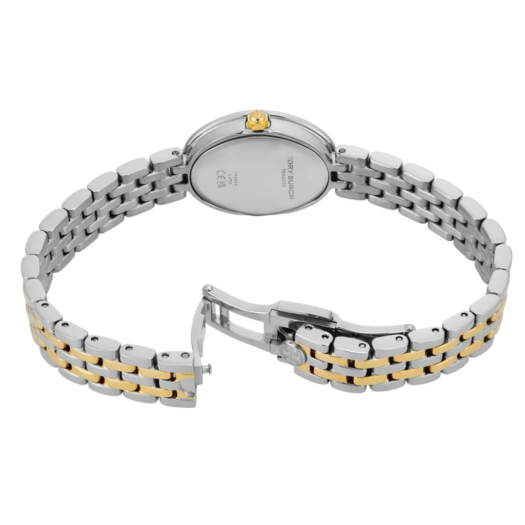 Tory Burch Oval White Dial Two Tone Steel Strap Watch for Women - TBW6033 Buy Now By Tory Burch