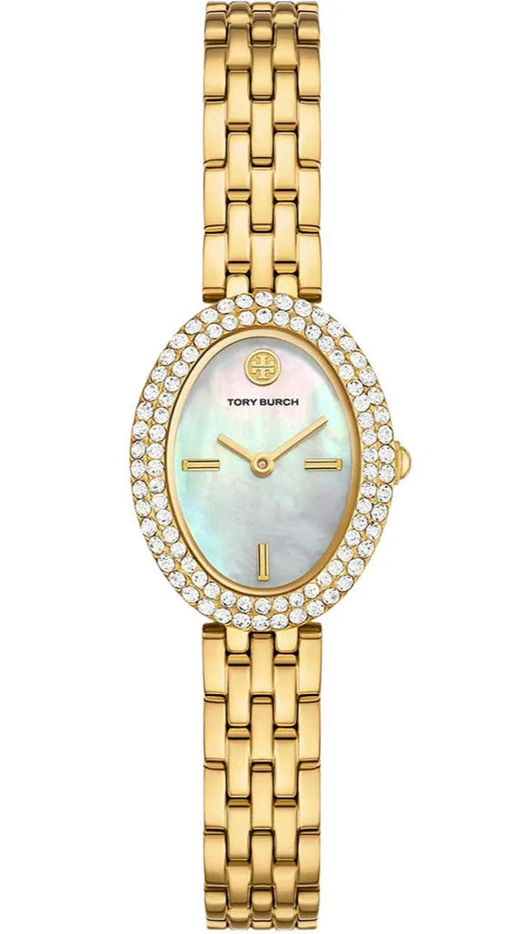 Tory Burch Oval Mother of Pearl Dial Gold Steel Strap Watch for Women - TBW6034 Buy Now By Tory Burch