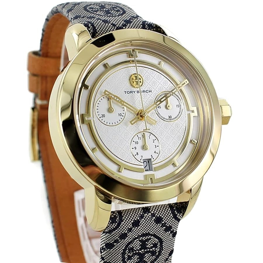 Tory Burch Classic Chronograph White Dial Grey Nylon Strap Watch for Women - TBW1035 Buy Now By Tory Burch