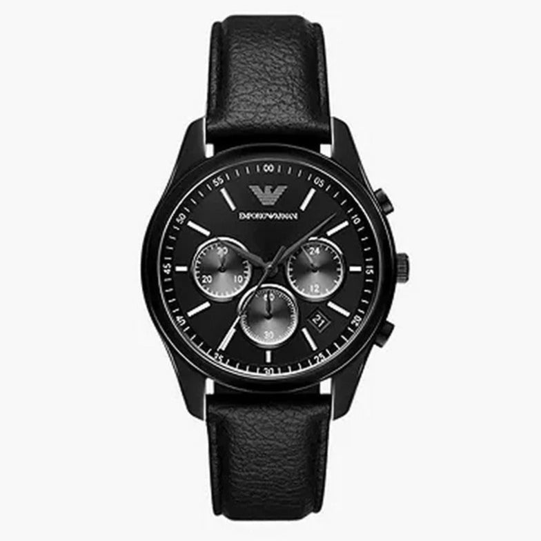 Emporio Armani Antonio Chronograph Black Dial Black Leather Strap Watch for Men - AR11583 Buy Now By Emporio Armani