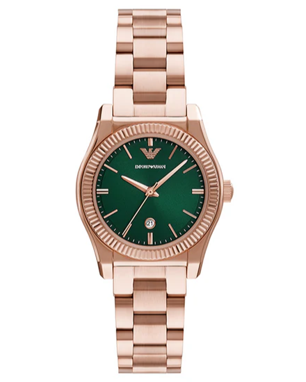 Emporio Armani Federica Analog Green Dial Rose Gold Steel Strap Watch for Women - AR11639 Buy Now By Emporio Armani