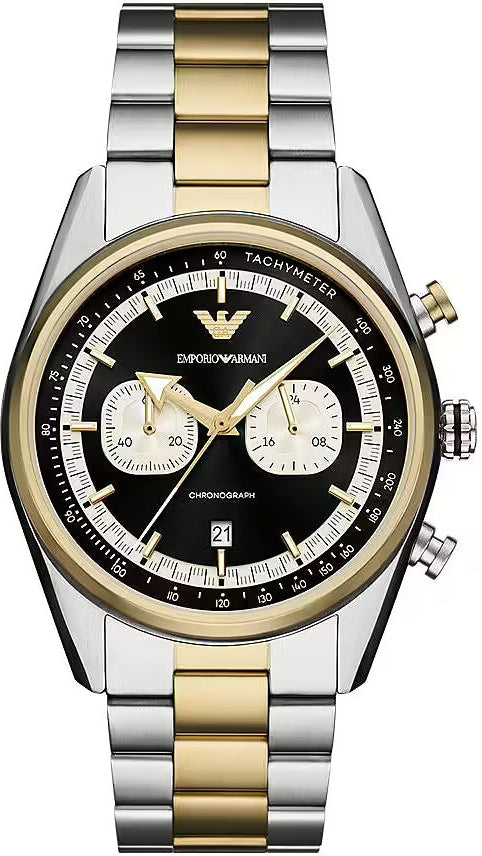 Emporio Armani Racer Chronograph Black Dial Two Tone Steel Strap Watch for Men - AR11678 Buy Now By Emporio Armani