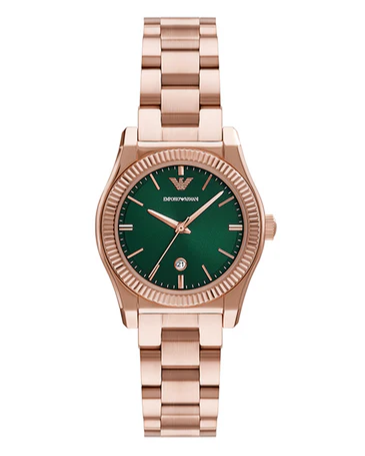 Emporio Armani Federica Analog Green Dial Rose Gold Steel Strap Watch for Women - AR11639 Buy Now By Emporio Armani