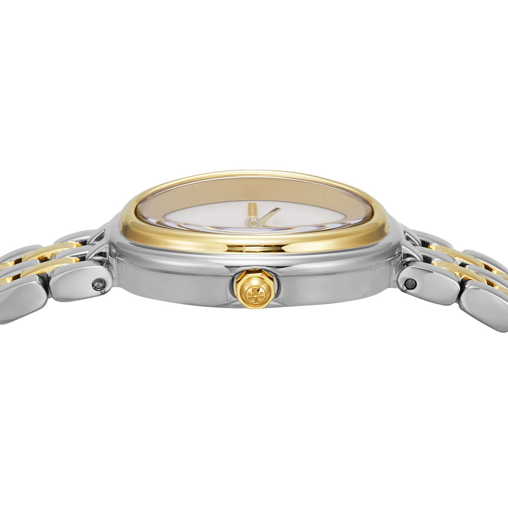 Tory Burch Oval White Dial Two Tone Steel Strap Watch for Women - TBW6033 Buy Now By Tory Burch