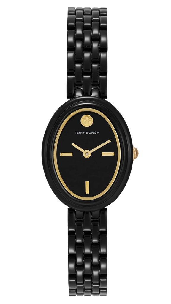 Tory Burch Oval Black Dial Black Steel Strap Watch for Women - TBW6035 Buy Now By Tory Burch