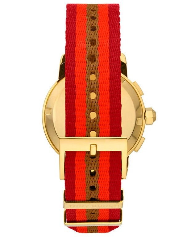 Tory Burch The Tory Chronograph White Dial Tri Tone NATO Strap Watch for Women - TBW1036 Buy Now By Tory Burch