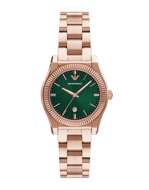 Emporio Armani Federica Analog Green Dial Rose Gold Steel Strap Watch for Women - AR11639 Buy Now By Emporio Armani