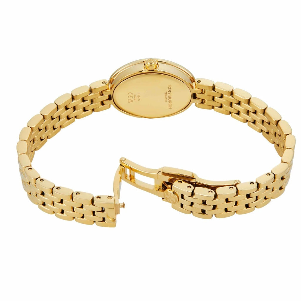 Tory Burch Oval White Dial Gold Steel Strap Watch for Women - TBW6032 Buy Now By Tory Burch