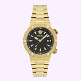 Versace Greca Logo Quartz Black Dial Gold Steel Strap Watch for Men - VE8G00624 Buy Now By Versace