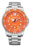 Citizen Mechanical Automatic Orange Dial Silver Steel Strap Watch for Men - NJ0128-80X Buy Now By Citizen