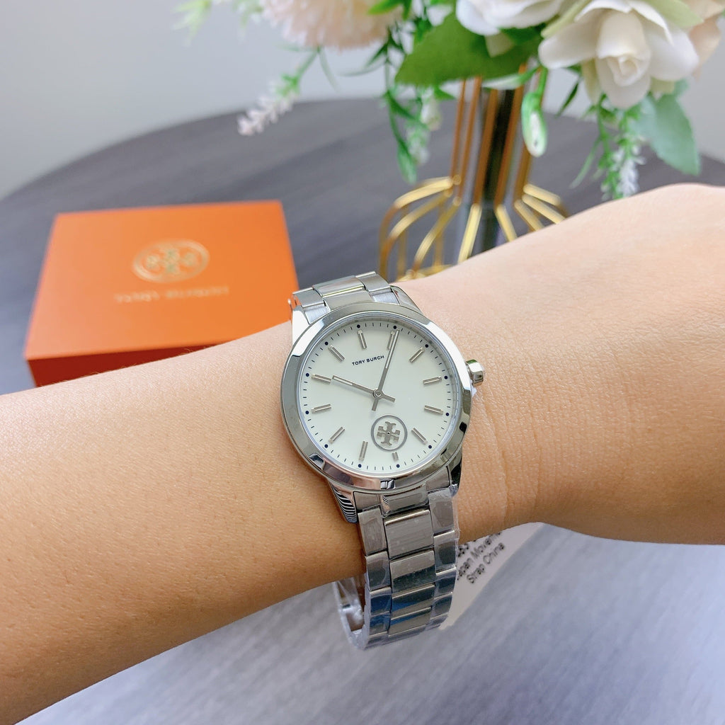 Tory Burch Collins White Dial Silver Steel Strap Watch for Women - TBW1301 Buy Now By Tory Burch